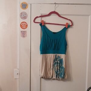 Teal and Cream Sleeveless Top